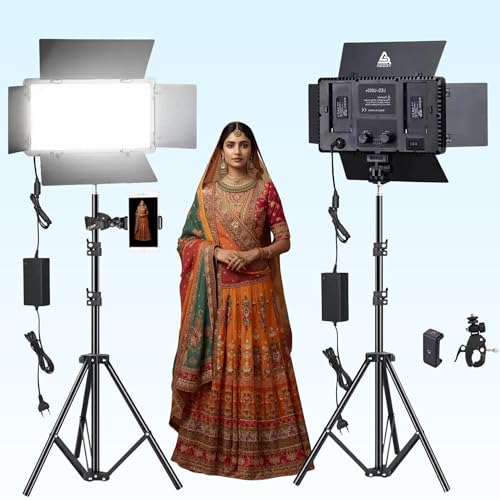 ADZOY Premium Combo of Pro LED 800 Upto 14 Inch with 1200 LED Light | Camera Flash | Power Adaptor | Dimming Knobs | 7 Feet Adjustable Metal Tripod with Clamp & Bracket for Video Photo Studio Lighting - Image 1
