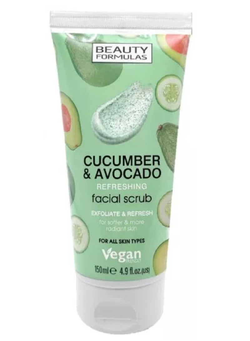 BEAUTY FORMULAS مقشر الوجه من بيوتي فورمولا بنكهة الخيار والأفوكادو 150 مل