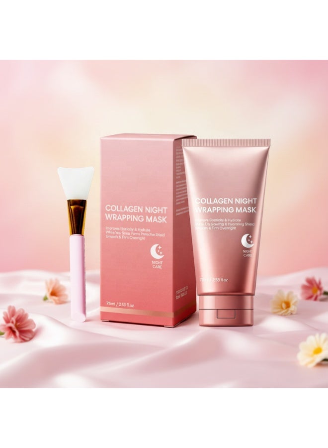 HFRUI Collagen Overnight Wrapping Peel Off Facial Mask Pack - Elasticity And Hydration Care, Reduces Sagging And Dullness - Hydrolyzed Collagen For Glowing Skin - Skin Care, 2.53 Fl.Oz - Image 2