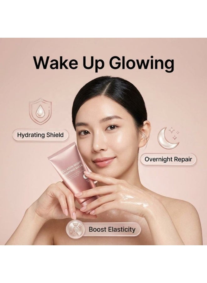 HFRUI Collagen Overnight Wrapping Peel Off Facial Mask Pack - Elasticity And Hydration Care, Reduces Sagging And Dullness - Hydrolyzed Collagen For Glowing Skin - Skin Care, 2.53 Fl.Oz - Image 1