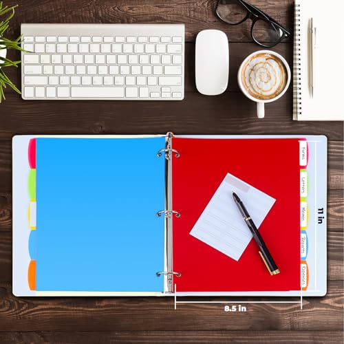 HABGP 3 Ring Binder Dividers with Tabs, 10PCS/2 Set Plastic Dividers for 3 Ring Binder, 5 Tab 3 Hole Punch Dividers Color Pages,Tabbed Index Dividers - Image 2