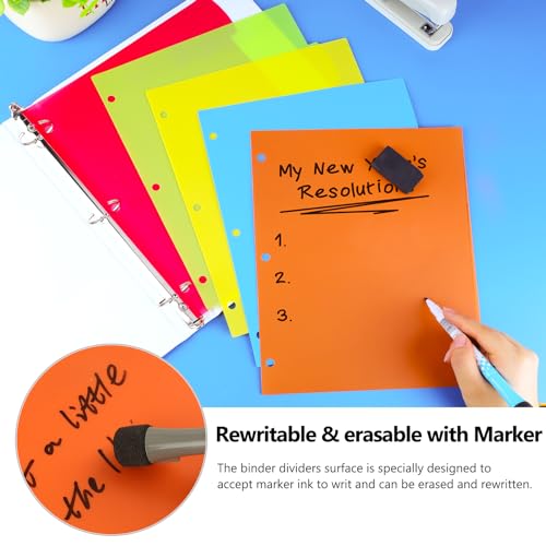 HABGP 3 Ring Binder Dividers with Tabs, 10PCS/2 Set Plastic Dividers for 3 Ring Binder, 5 Tab 3 Hole Punch Dividers Color Pages,Tabbed Index Dividers - Image 4