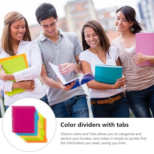 HABGP 3 Ring Binder Dividers with Tabs, 10PCS/2 Set Plastic Dividers for 3 Ring Binder, 5 Tab 3 Hole Punch Dividers Color Pages,Tabbed Index Dividers - Image 3