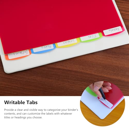 HABGP 3 Ring Binder Dividers with Tabs, 10PCS/2 Set Plastic Dividers for 3 Ring Binder, 5 Tab 3 Hole Punch Dividers Color Pages,Tabbed Index Dividers - Image 5