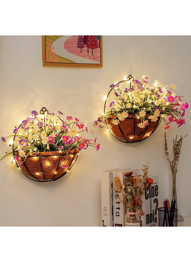 HOME TASTE Hometaste Metal Wall Planter Hanging Iron Wall Hanging Planters Basket Half Round Plant Flower Wall Holder With Coco Coir Liner Plant Hanger Decoration For Garden Porch Balcony Etc (28X16X26Cm) 