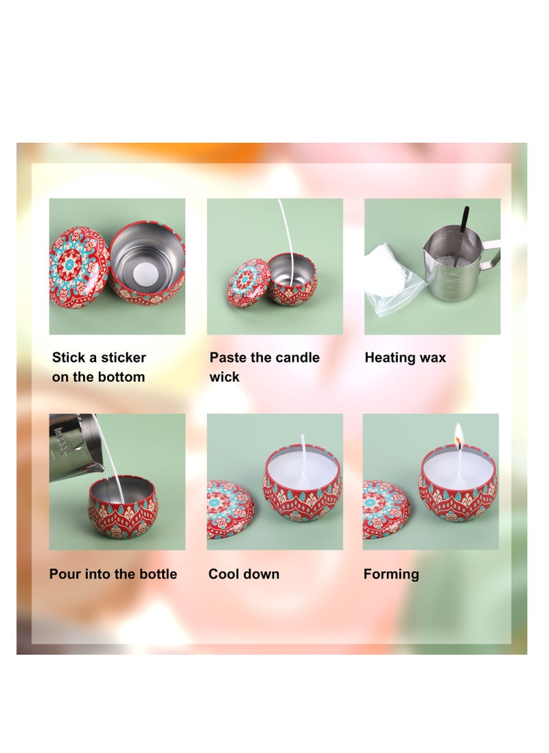 Grab Mantra مجموعة أدوات صنع الشموع DIY، أدوات حرفية، تتضمن وعاء صب، فتائل، حامل فتائل لاصقة، علب شمع العسل، صبغة بلونين وملعقة  - Image 5