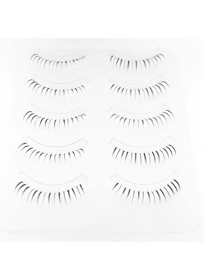 False Eyelashes Bottom Lashes Natural Look Wispy Clear Band Lower Lash Extension Soft Invisible Under Eyelashes 6mm 5Pairs (Bottom Lashes Daring)