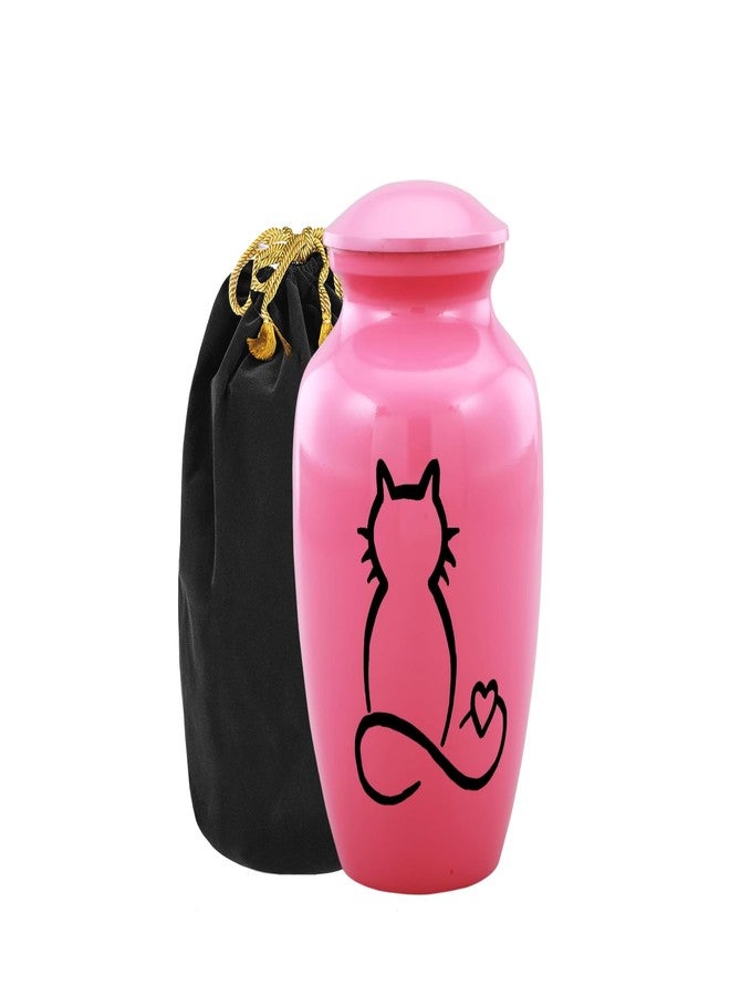 URNS OF DIGNITY Pet Urn for Dogs and Cats Ashes-A Loving Resting Place for Your Special Pet,Cat and Dog Urns for Ashes,Pet Cremation Urns Up to 85 Cubic Inches:with Velvet Bag (Non Customize, Pink(Cat)) - Image 1