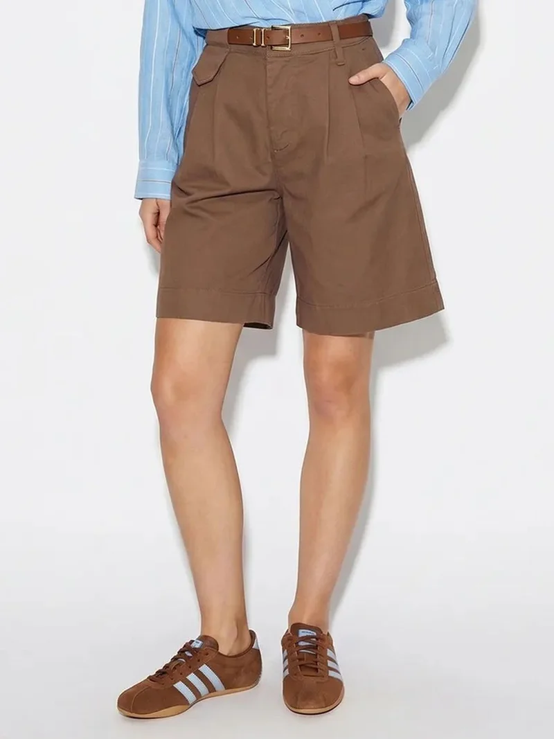 Bianco Lucci LUCCI High-Waist Belted Tailored Shorts