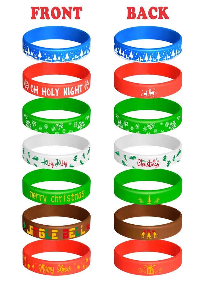 FEPITO 70 Pieces Christmas Silicone Wristbands Rubber Band Bracelets for Christmas Party Decoration Supplies 7 Merry Xmas Style - Image 3