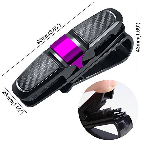 FineGood 2 Pack Glasses Holders for Car Sun Visor, Sunglasses Eyeglasses Mount with Ticket Card Clip - Black + Pink - Image 4