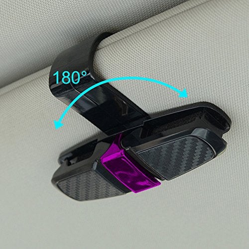 FineGood 2 Pack Glasses Holders for Car Sun Visor, Sunglasses Eyeglasses Mount with Ticket Card Clip - Black + Pink - Image 5