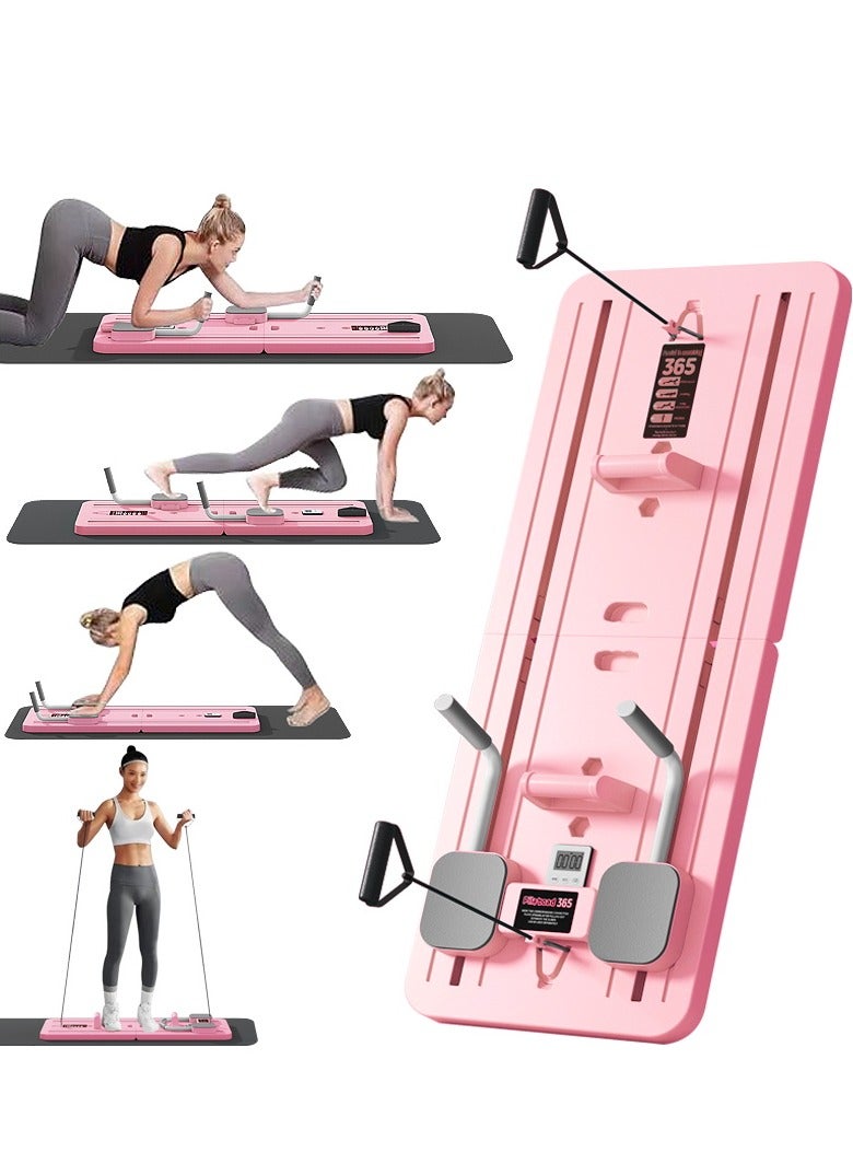 CIMIA Pilates Board-Pilates Reformer Set, Multi-Purpose Foldable Pilates Reformer Board for Home,Pilates Sliding Board,Pink  - Image 1