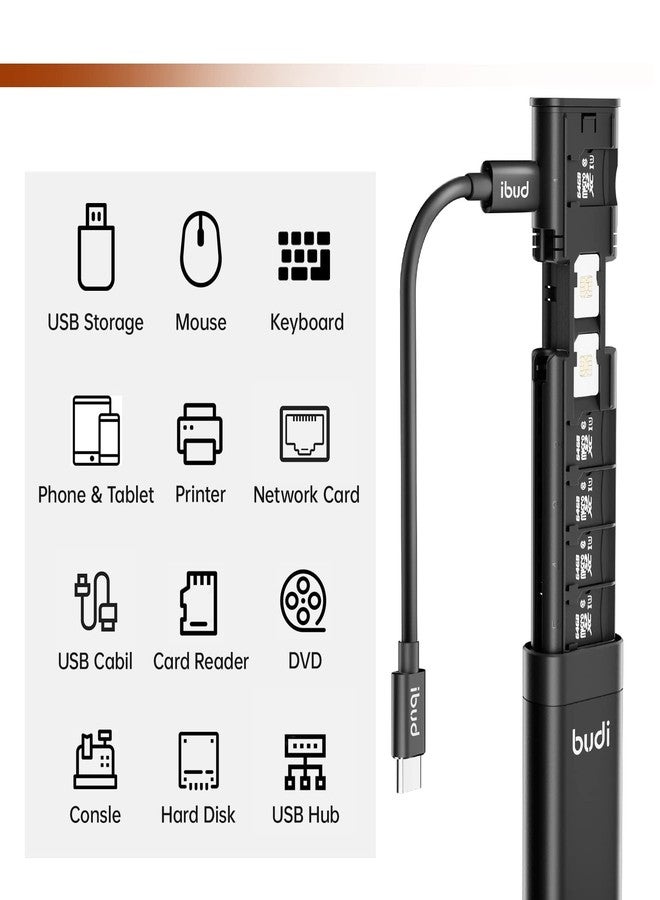 بودي كابل بيانات متعدد الوظائف 9 في 1 من بودي مزود بقارئ بطاقات USB من النوع C ومحول ذاكرة Micro SD عالي السرعة، مناسب لكاميرات الهواتف المحمولة وأجهزة الكمبيوتر. - Image 5