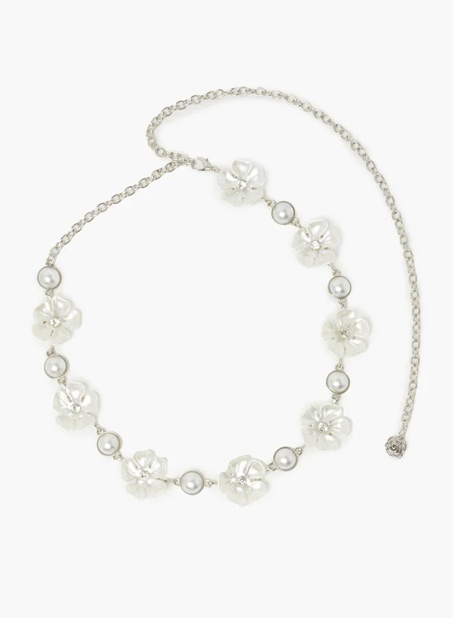 Floral Pearl Chain Belt
