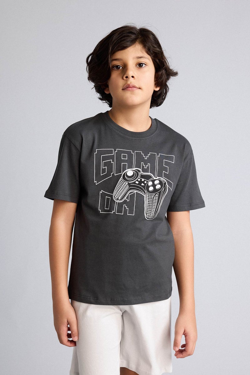 DeFacto Grey Boy Boy 2 piece Regular Fit 100% Cotton Pyjamas Set Casual - Image 3