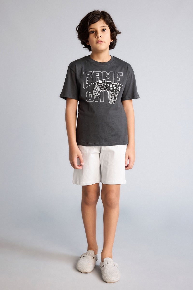 DeFacto Grey Boy Boy 2 piece Regular Fit 100% Cotton Pyjamas Set Casual - Image 1