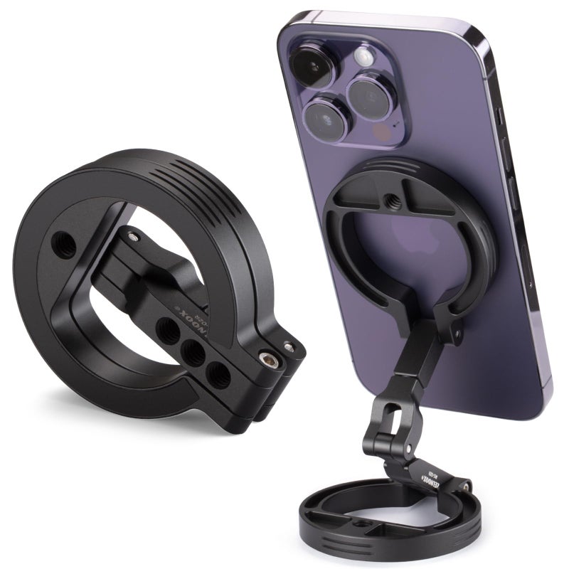 Zelnoox Double Magnetic Ring Phone Holder â€“ Attach to Any Iron Surface | 1/4" Screw Hole | Compatible with iPhone 17/16/15/14/13/12 Pro Max Series & Magnetic Cases (MS-02R) - Image 1