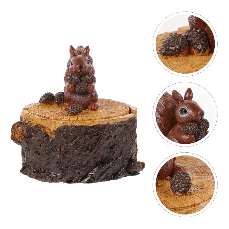 حاوية سطح المكتب الراتنجية المدمجة لرماد السجائر على شكل سنجاب هدية تزيينية للمكتب المنزلي - Image 4