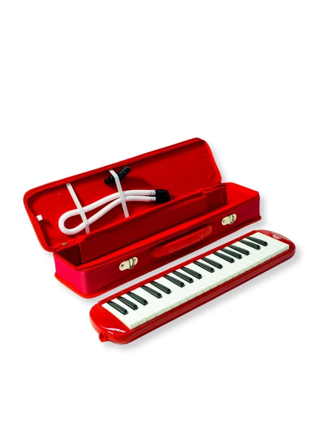 Steiner 37-Key Melodica GSM-08 – Bold & Portable Wind Keyboard Instrument with Case & Mouthpiece – Red Finish - Image 1