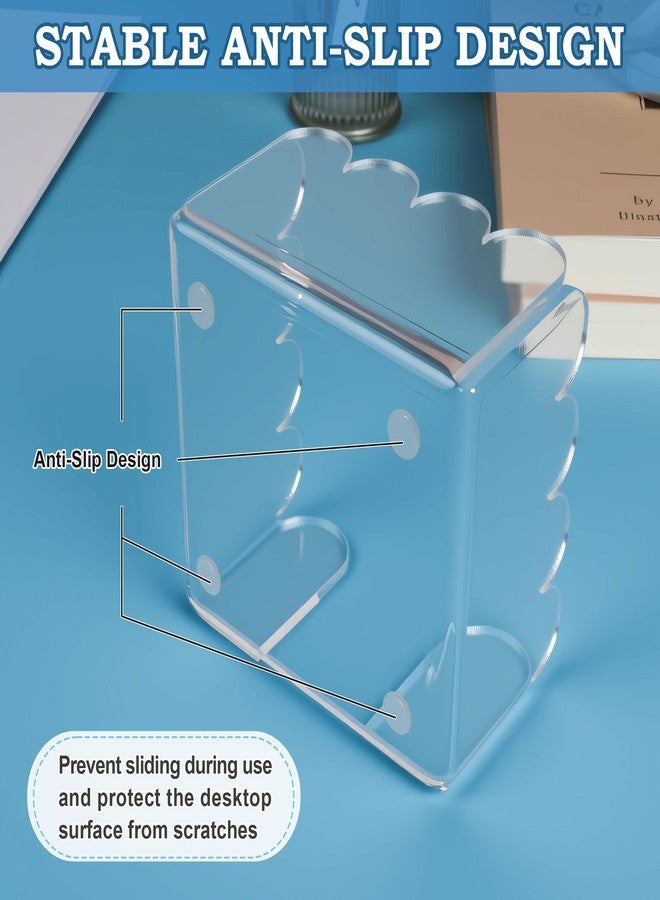 Qoroos 1 PC Scalloped Acrylic Sticky Note Holder 3"x3" Crystal Clear Sticky Note Holder Dispenser for Classroom, Desk Organizer Accessories for Dorm Room, School Office Necessities - Image 3