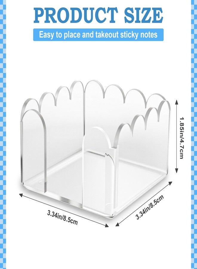 Qoroos 1 PC Scalloped Acrylic Sticky Note Holder 3"x3" Crystal Clear Sticky Note Holder Dispenser for Classroom, Desk Organizer Accessories for Dorm Room, School Office Necessities - Image 2