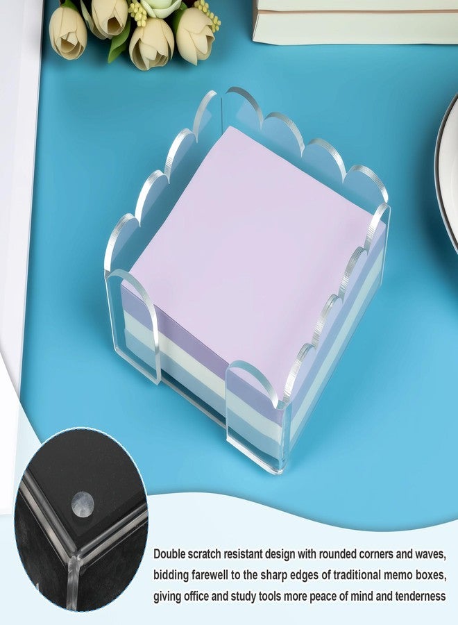 Qoroos 1 PC Scalloped Acrylic Sticky Note Holder 3"x3" Crystal Clear Sticky Note Holder Dispenser for Classroom, Desk Organizer Accessories for Dorm Room, School Office Necessities - Image 5