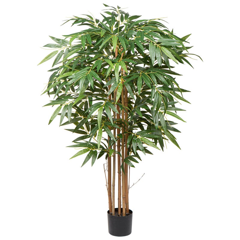 Hollyone 5ft Artificial Bamboo Plants Tall Artificial Plants Decorative Fake Trees With Real Wood Trunks and Lifelike Leaves for Home Living Room Office Indoor