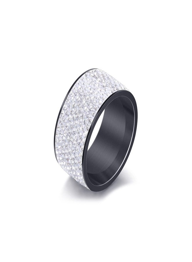 Xusamss Fashion Stainless Steel Ice Out Crystal Ring (12MM_Black White, 12) - Image 1