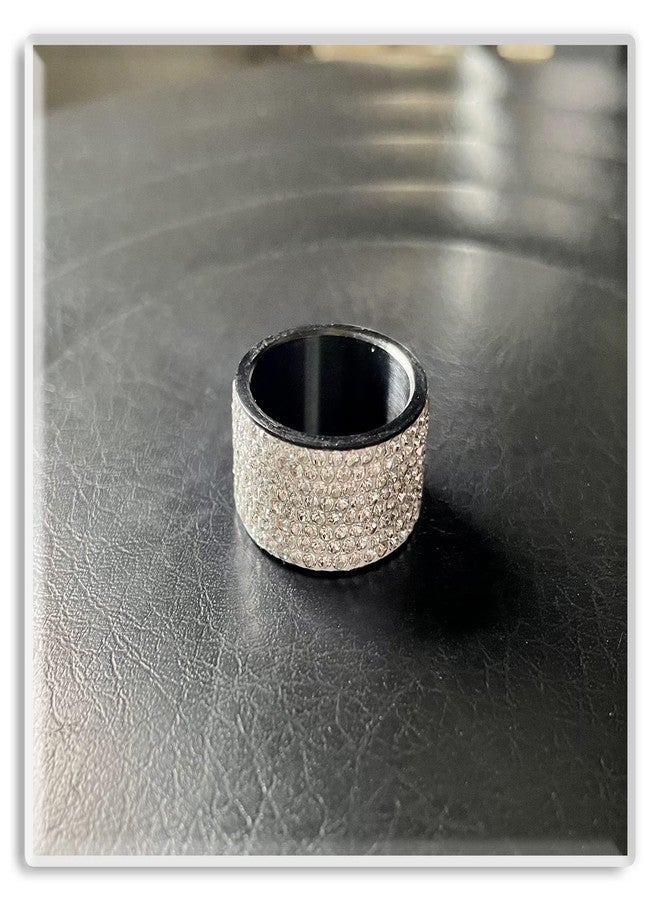 Xusamss Fashion Stainless Steel Ice Out Crystal Ring (12MM_Black White, 12) - Image 4