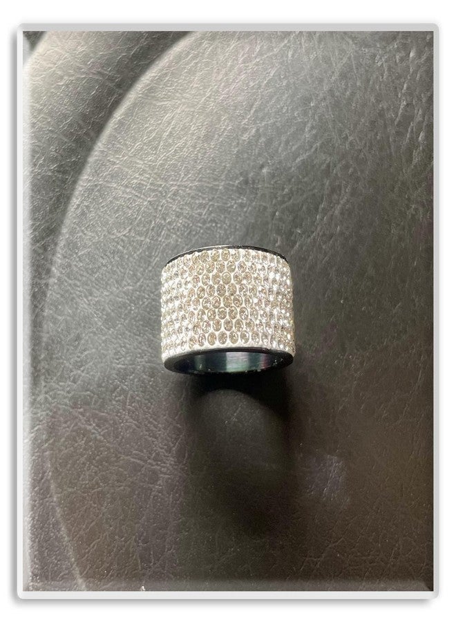 Xusamss Fashion Stainless Steel Ice Out Crystal Ring (12MM_Black White, 12) - Image 5