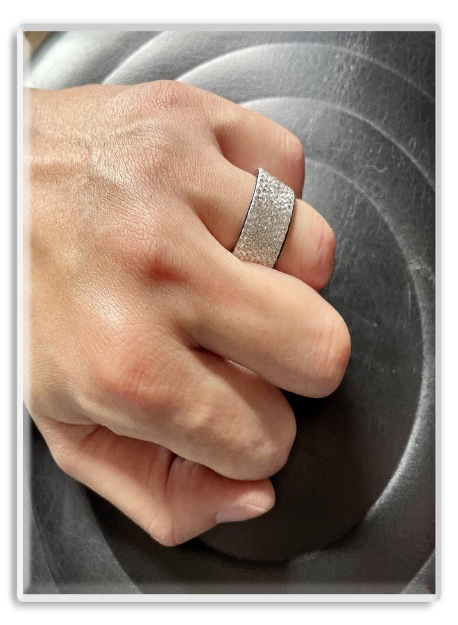 Xusamss Fashion Stainless Steel Ice Out Crystal Ring (12MM_Black White, 12) - Image 2