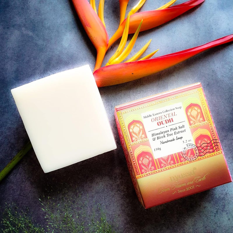 Nyassa Oriental Oudh Luxurious Handmade Natural Bathing SoapHimalayan Pink Salt With Vitamin ELong Lasting FragranceMoisturizerCleanser Detoxifying150gm - Image 2