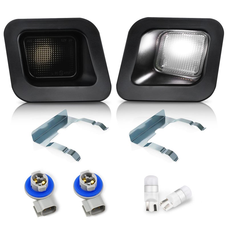 أفضل مصباح LED لإضاءة لوحة الترخيص مع هيكل أسود 6000K لمبات بيضاء مشبك تثبيت مقبس لسيارات دودج رام 1500 2500 3500 بيك أب 2003-2018 استبدال مجموعة أضواء اللوحة 2 قطعة