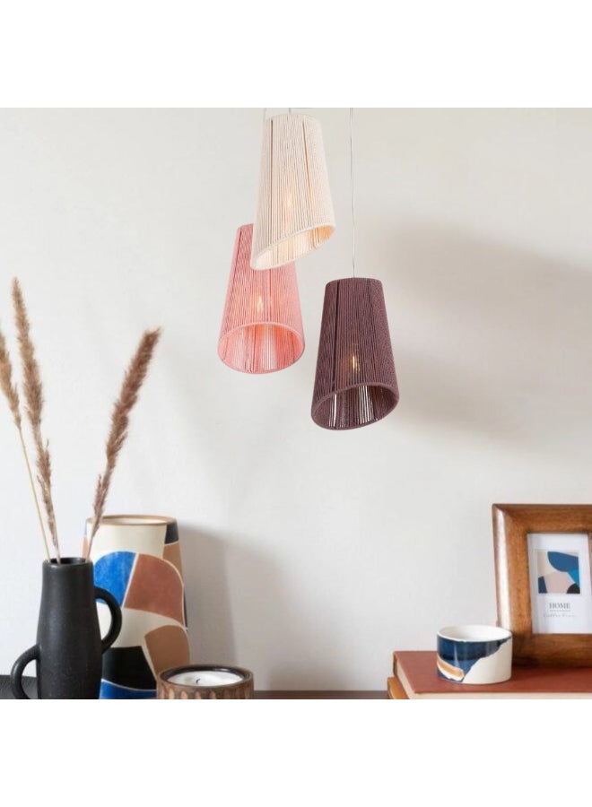 tbshomelamp Macrame Fabric Celling Lighting Beige-Pink -Brown 75X1Cm - Image 3