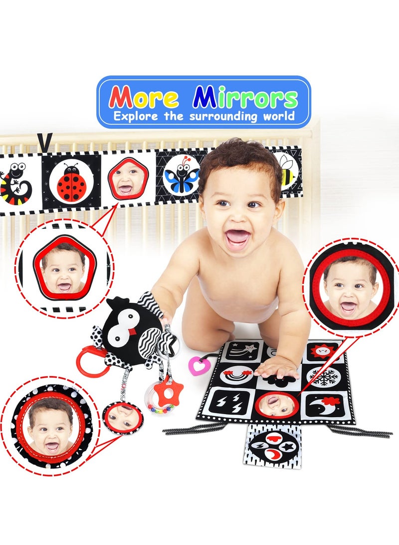NIBEMINENT Black and White High Contrast Baby Toys 0-6 Months with Mirror, Crinkle and Rattles, Soft Baby Toys for Brain Development Montessori Sensory Tummy Time Toys Newborn Infant Toys for 0 3 6 9 Months Old - Image 2