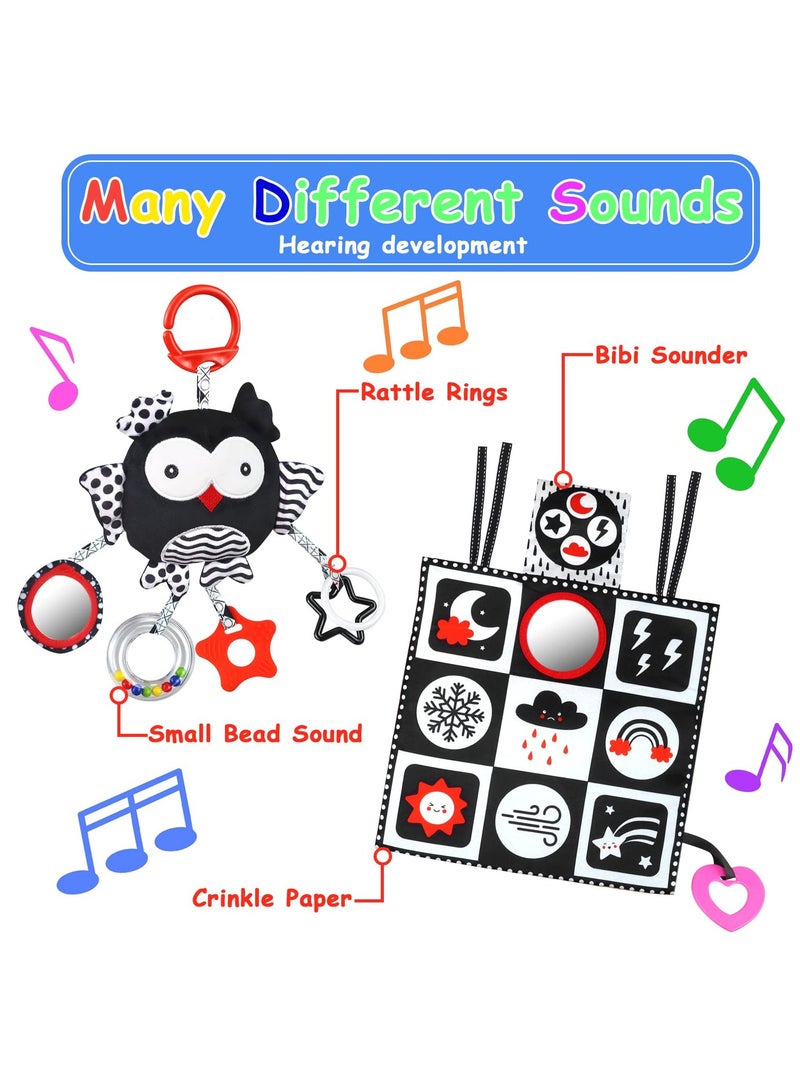 NIBEMINENT Black and White High Contrast Baby Toys 0-6 Months with Mirror, Crinkle and Rattles, Soft Baby Toys for Brain Development Montessori Sensory Tummy Time Toys Newborn Infant Toys for 0 3 6 9 Months Old - Image 3