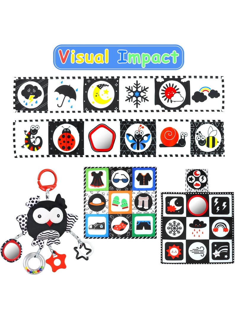 NIBEMINENT Black and White High Contrast Baby Toys 0-6 Months with Mirror, Crinkle and Rattles, Soft Baby Toys for Brain Development Montessori Sensory Tummy Time Toys Newborn Infant Toys for 0 3 6 9 Months Old - Image 4