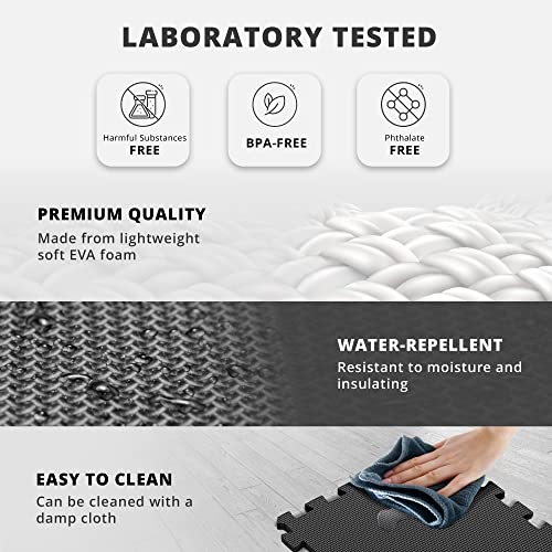 bemaxx Gym Mats Set - 18 pcs EVA Interlocking Foam Floor Tiles (12.6"x12.6"x0.4") 18sqft Protective Gym Flooring Sports Home Workout Exercise Mats Puzzle Garage Fitness Play-Room Garage Pool Treadmill - Image 3