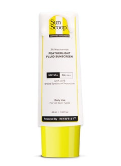 SunScoop Sunscoop's 3% Niacinamide Fluid Sunscreen| SPF 50+ PA++++| Super light formula| Prevents tanning & sunburn| Reduces pigmentation| Non-Comedogenic| 45ml  - Image 1