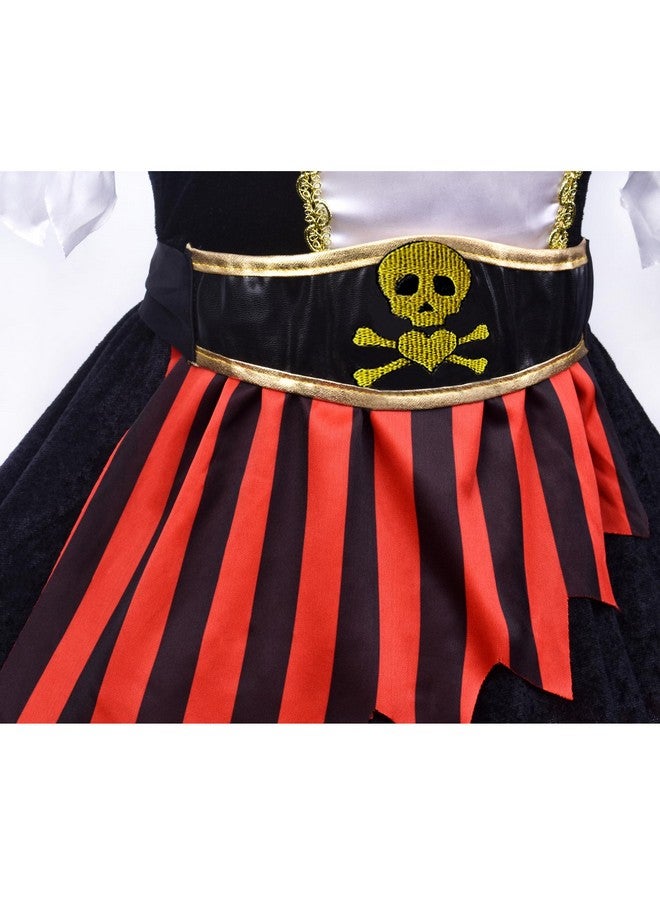 ZZIHAN Girls Pirate Costume Kids Pirate Princess Dress Pirate Accessories Hat Hairband Eye Patch Belt Pirate Gems Treasure Toys Birthday Party Favor Gift Christmas Halloween Cosplay Costumes 4 5T - Image 3