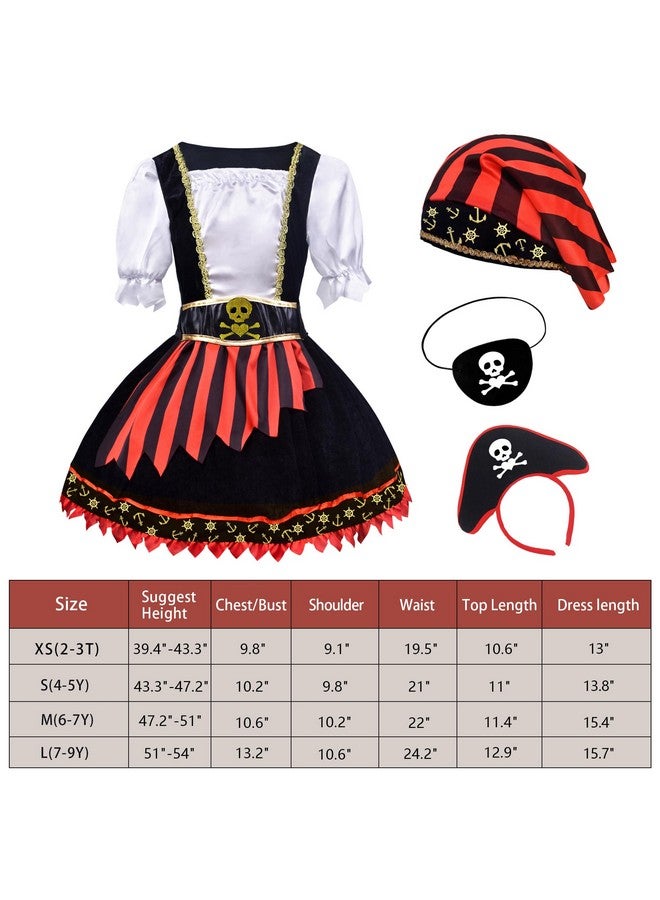 ZZIHAN Girls Pirate Costume Kids Pirate Princess Dress Pirate Accessories Hat Hairband Eye Patch Belt Pirate Gems Treasure Toys Birthday Party Favor Gift Christmas Halloween Cosplay Costumes 4 5T - Image 2