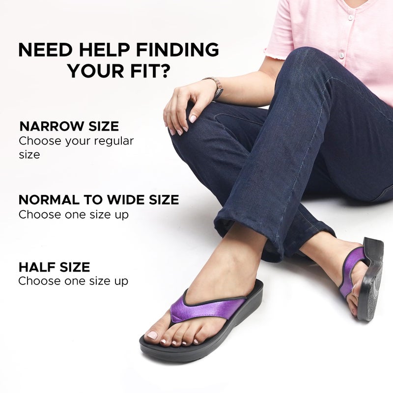 Aerothotic Arch Support Flip Flops for Women Comfortable Orthopedic Cushioned Memory Foam Footbed with Faux Leather Padded Straps Casual Travel Walking Outdoor Fashion Thong Ladies Sandals (Matt Purple, Size 6) - Image 3