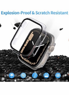 Y&D Hard PC Case Compatible with Apple Watch Series 7 45mm,Tempered Glass Screen Protector, Full Coverage, Touch Sensitive, Ultra-Thin HD Clear Bumper Protective Cover-Black/Clear/Blue  - Image 2