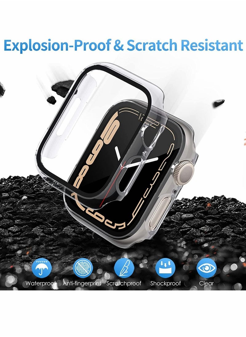 Y&D Hard PC Case Compatible with Apple Watch Series 7 45mm,Tempered Glass Screen Protector, Full Coverage, Touch Sensitive, Ultra-Thin HD Clear Bumper Protective Cover-Black/Clear/Blue  - Image 2