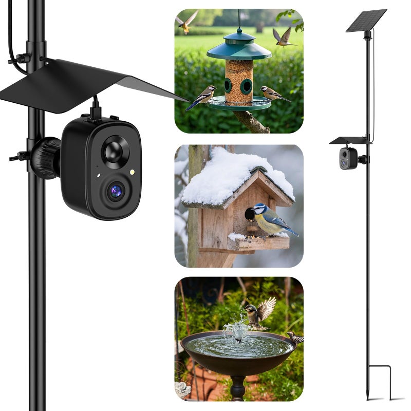 RichBird Smart Bird Feeder Camera Solar Powered with Pole, 2.5K HD Birdwatching Live Video Auto Capture, AI Identification & Instant Notification, Wireless Bird House/Bath Cam Outdoor, Gift for Bird Lovers - Image 1