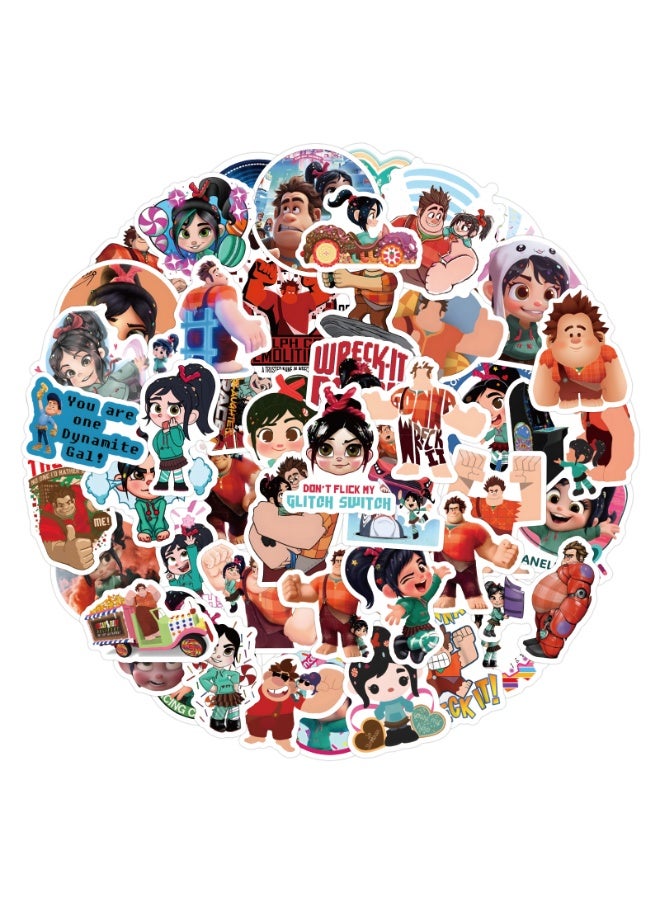 NIBEMINENT 120 Pcs Wreck It Ralph Deco Kit Waterproof Stickers, High Definition Printing Bright Colors, Suitable for Laptop Skateboard Luggage Water Bottle Guitar DIY - Image 1