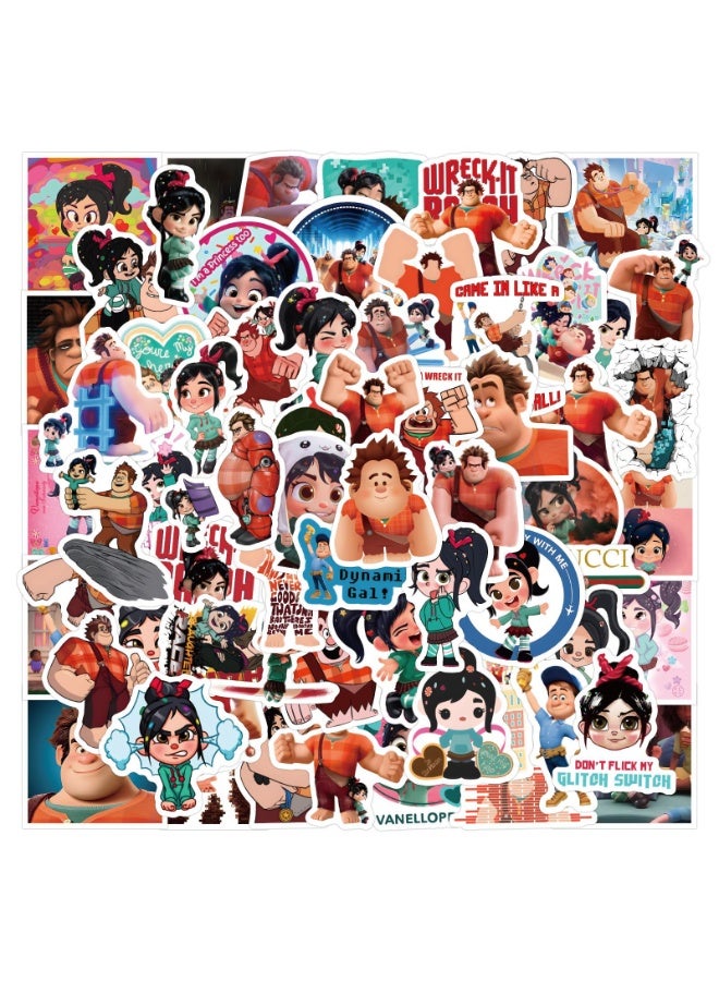 NIBEMINENT 120 Pcs Wreck It Ralph Deco Kit Waterproof Stickers, High Definition Printing Bright Colors, Suitable for Laptop Skateboard Luggage Water Bottle Guitar DIY - Image 2