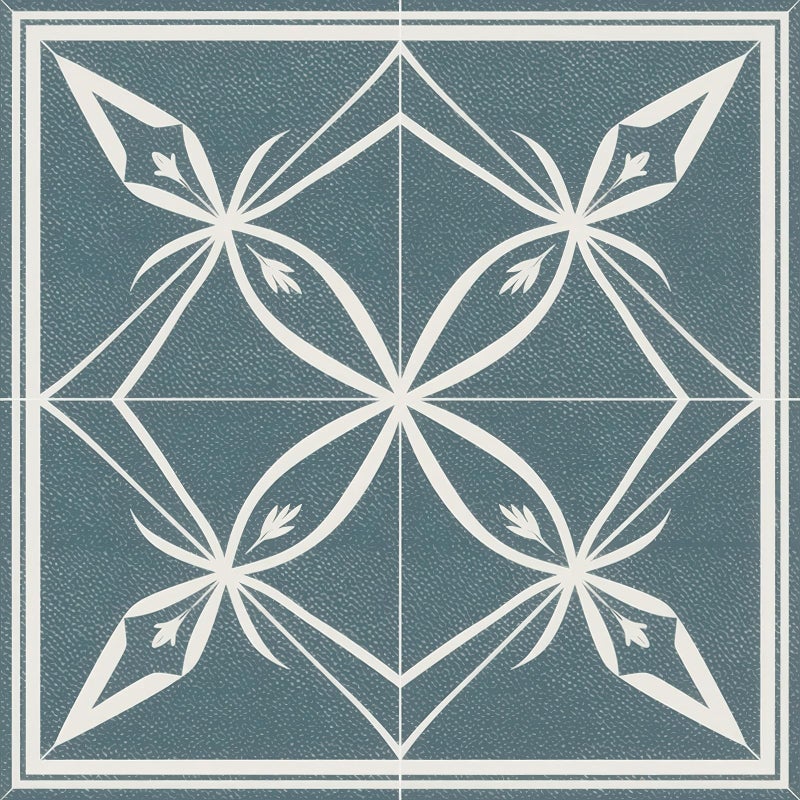HOMETITUTE 10PCS 12x12 Inch Nordic Blue Floral Silhouette Pattern Floor Tiles Peel and Stick Removable Self Adhesive DIY Vinyl Flooring Stickers for Kitchen Bathroom Living Room Entryway Home Decor - Image 1