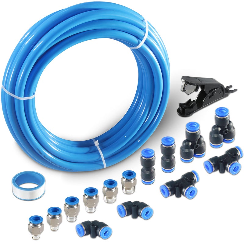 MSAEIQUN Pneumatic Tubing Blue Polyurethane PU Air Hose Pipe Tube Kit 4mm OD 25mm ID 10 Meter 328ft for Air Line or Fluid Transfer 4mm x 10M